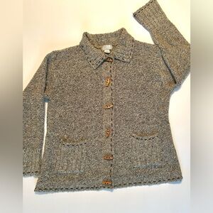 Jennifer Moore Heather Brown Vintage Cardigan with Wooden Buttons